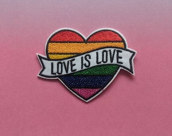 Heart Pansexual Patch Iron On love rainbow loveheart LGBT LGBTQ Conscious