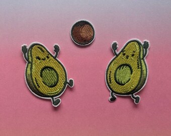 Avo-couple // Avocado DIY Embroidered Iron Sew On Patch Ball Funny Cute Gift Applique Badge Craft Decorative Couples Aesthetic For Jackets x