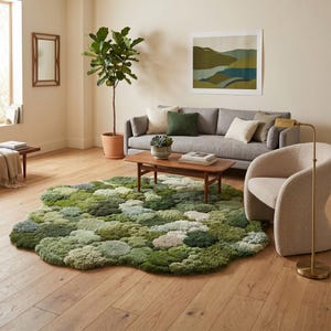 3D Moss Rug | Textured Bubble Carpet | Nature Inspired Tufted Floor Mat