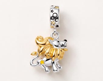 Leo Lion Pandora Charm 925 Sterling Silver | Zodiac Star Sign Dangle | Birthday Gift