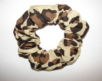 Brown Leopard print Fabric Hair Scrunchie, Woman's scrunchies, women's accessories, animals safari africa, animal lover gift, ties