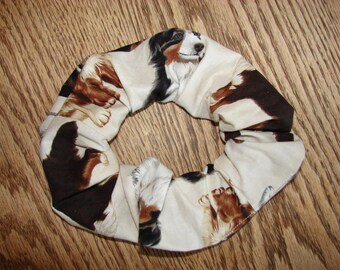 Dogs fabric hair scrunchie, dog lover gift, womans scrunchies, women's accessories, canine pet gift, gifts for her, animals K9 pets, puppies