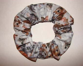 Cats Felines grey handmade Fabric Hair Scrunchie, womans scrunchies, cat lovers gifts, women's accessories, gifts for her, feline tabby cats