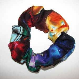 Universe Planet Fabric Hair Scrunchie, women&#39;s accesories, planets stars astronomy, star lover gifts, gifts for her, galaxy saturn planets
