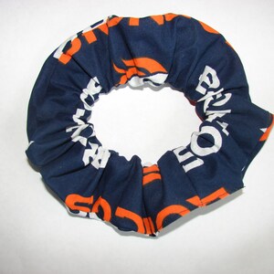 Denver Broncos Football fabric Hair Scrunchie, NFL team sport, women's accessories, Colorado Orange crush Blue, womans scrunchies, gifts image 2