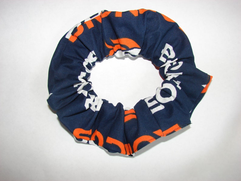 Denver Broncos Football fabric Hair Scrunchie, NFL team sport, women's accessories, Colorado Orange crush Blue, womans scrunchies, gifts image 2