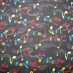 Colorful Musical Notes Black fabric hair scunchie, woman's scrunchies, musical musician gift, hair accessories, womens gifts, gift for her image 4