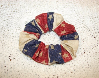 America stars and stripes patriotic fabric Hair Scrunchie, women's accessories, USA scrunchies, red white blue, Americans, United States