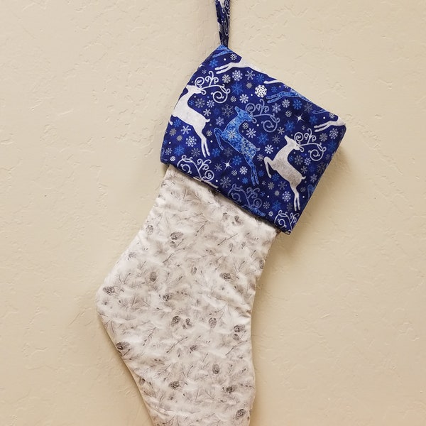 SALE Christmas lined traditional fabric stocking, country trees, holiday decorations, xmas pickup truck, children's stockings, horses equine