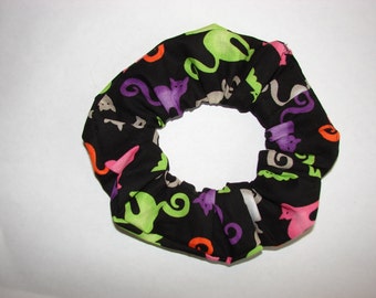 Colorful neon Hissing cats Halloween handmade Scrunchie, halloween gifts, womans accessories, gifts for her, holiday gift, holiday scrunchy
