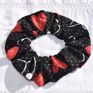 Nurse Doctor Stethoscope Heroes EKG Fabric Hair Scrunchie, womans accessories, gifts for her,  techs. hospitals