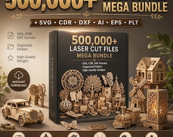 Paquete gigante de más de 500.000 archivos de corte láser / SVG, DXF, CDR, AI, EPS / Diseños de rompecabezas 3D, lámparas, decoración del hogar y joyería / Plantillas Glowforge y Cricut