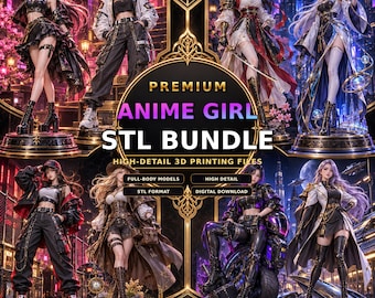 Paquete Mega Anime STL, Figuras 3D Imprimibles Inspiradas en Anime, Miniaturas Estilo Manga, Archivos para Impresoras de Resina y FDM, Descarga Digital