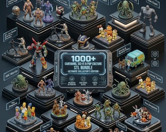 Paquete de más de 1000 personajes de dibujos animados en formato STL / Impresión 3D, archivos STL, 3MF, archivos STL comerciales, paquetes 3D