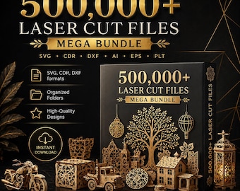 Paquete de archivos SVG para corte láser con más de 500 000 diseños / Archivos Glowforge, Cricut, DXF y CDR para grabado en madera / Patrones de corte CNC (descarga digital)