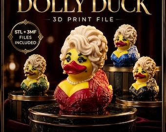 Archivo STL y 3MF de Dolly Parton Duck, archivo de impresión 3D de la reina de la música country, figura de pato inspirada en la cantante, descarga digital instantánea.