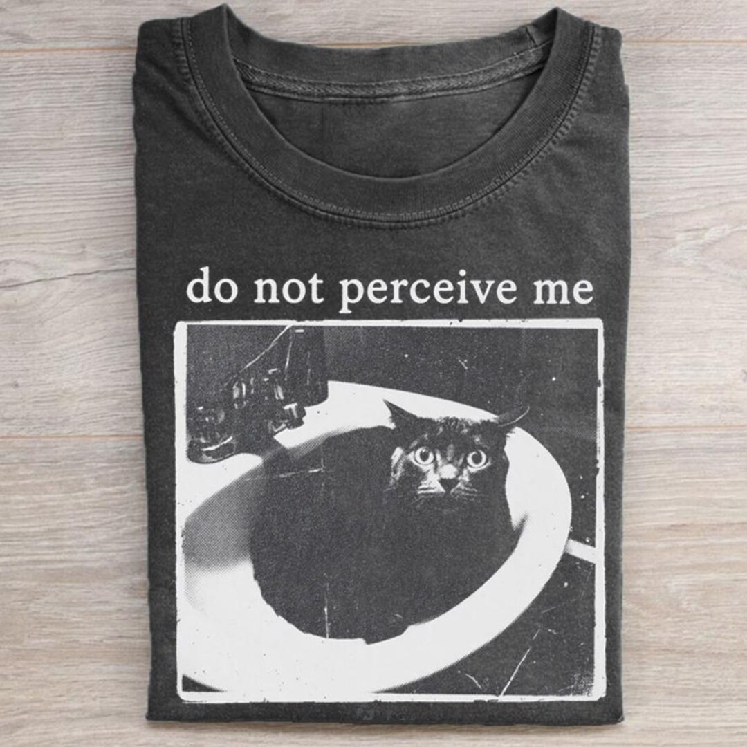 Do Not Perceive Me Shirt, Funny Cat Meme T-shirt, Introvert Gift, Black Cat Graphic Tee, Retro Aesthetic Shirt, Quirky Cat Lover Gift - Etsy