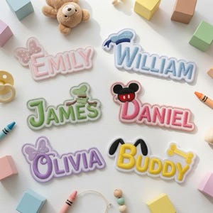 Personalized Mickey And Friends Name Patch, Custom Name Donald Goofy Iron On Patch, Cute Kids Birthday Gift, Backpack Jacket Bag Label