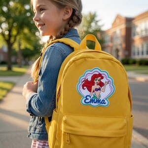 Personalized Ariel Mermaid Name Patch, Custom Name Seashell Iron On Patch, Family Vacation Theme Park Gift, Backpack Jacket Label image 3