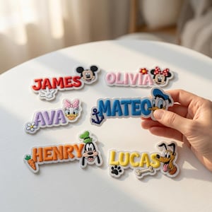 Personalized Mickey And Friends Name Embroidered Patch, Custom Name Donald Goofy Iron On Patch, Cute Kids Birthday Gift, Backpack Jacket Bag
