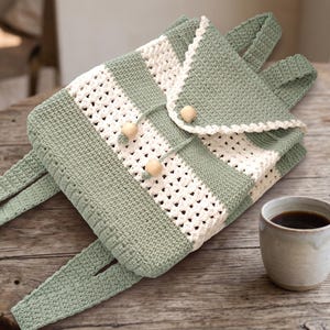 Beginner Crochet Backpack Pattern, Crochet Drawstring Backpack Pattern, Two Tone Crochet Backpack Pattern PDF