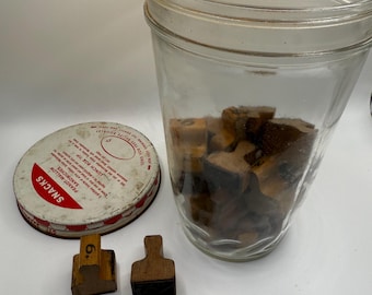 Vintage Peanut Butter Jar Filled with Vintage Teacher School Stamps