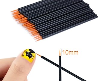 50 stuks wegwerp nail art voeringborstels fijne details striping borstels eyeliner applicator diy nagelgereedschap bulkset: