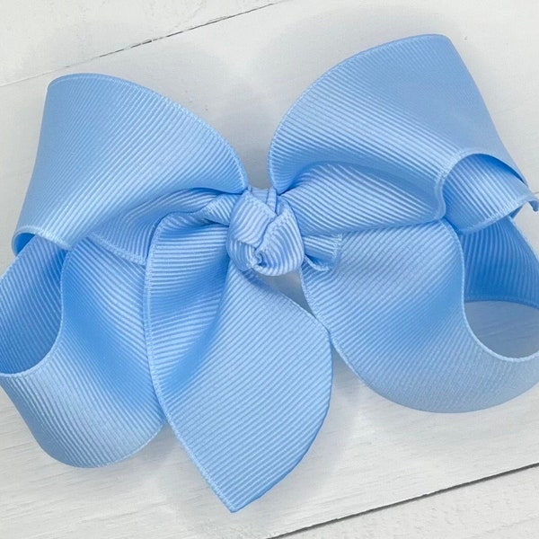 Ice Blue Hair Bow, Hair Bows, Bows for Girls, Girls Spring Bow, Pastel Baby Bow Headband, Big Toddler Bow, Pre-School Bow, No Slip Hair Clip