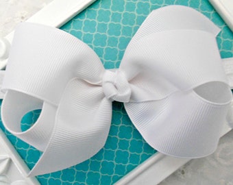 White Bow Headband, Baby Headbands, Newborn Headband Gift, Baby Headband Bow, Infant-Toddler Headband, Spring Bow, Baby Girls Hair Bow