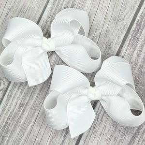 Small White Hair Bow, Hair Bows, Back To School Uniform Bows, Girls Bow, School Pigtail Bows, Hair Clips, Baby Headband, Bows for Girls