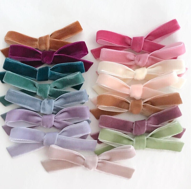 NOGIS Hair Ties Hair Bows, Bow Clip Velvet Satin Ribbon Bows Craft Bows  Large Hair Bow Clips for women and Girls, Hair Bows with French Hair Clips