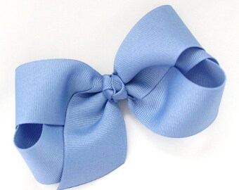 Spring Hairbows Light Blue Bow Hairbows 5 inch bow Easter Hairbow Stacked Bows Big Bows Baby Blue Bow Blue Headband Blue Hair Bow