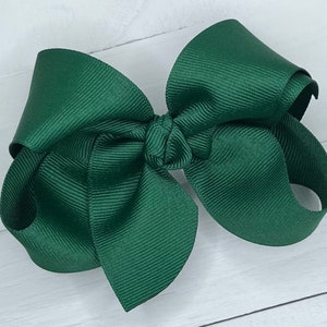 Forest-Hunter Green Hair Bow, Hair Bows, Boutique Bows for Girls, Girls Hair Bow, Baby Bow, Big Toddler Bow, School Bow, No Slip Hair Clip