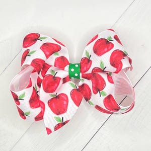 Red Apple Hair Bow, Hair Bows, Back To School Bow, School Hair Bow, Fall Hair Bow, Apple Hair Clip, Girls Bow, Baby Headband, Bows for Girls