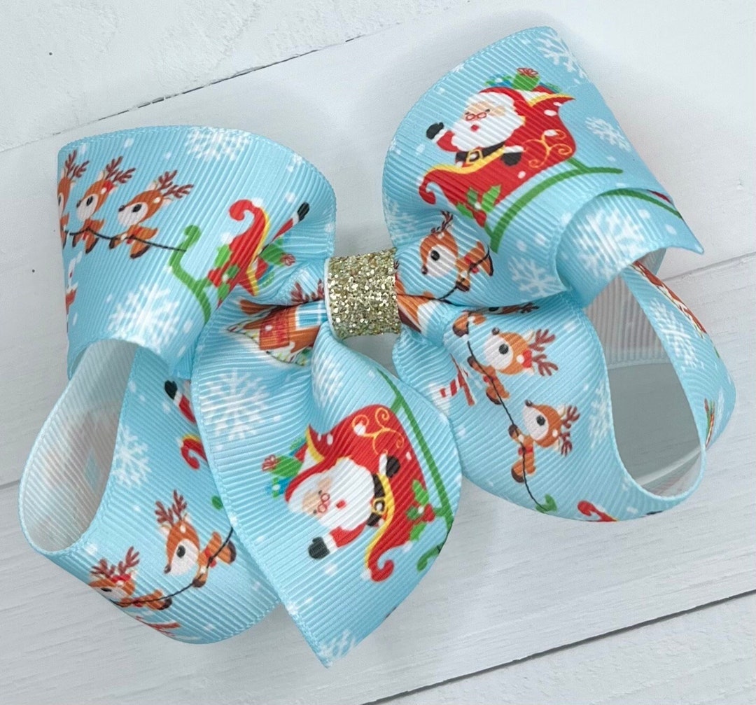 Santa Rudolph Hair Bow Hair Bows Big Bows for Girls Girls Etsy