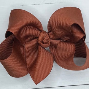 Rust/Copper Brown Hair Bow, Hair Bows, Big Bows for Girls, Girls Preschool Bow, Baby Bow Headband, Boutique Toddler Bow, No Slip Hair Clip