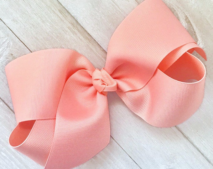 Peach Hair Bow, Extra Large Bow, Hair Bows, Bows for Girls, Toddler