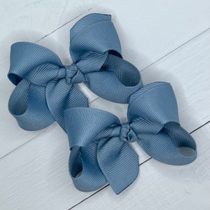 Small Denim Blue Hair Bow, Hair Bows, Back To School Bow, Baby Bow, Girls Bow, School Pigtail Bows, Denim Blue Hair Clips, Bows for Girls