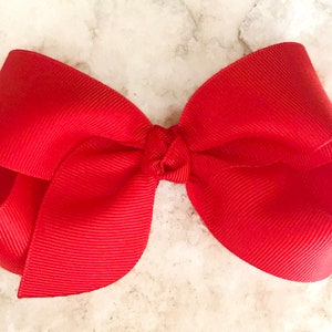 Red Hair Bow, Hair Bows, Red Bows for Girls, Girls Hair Bow, Toddler Bow, Baby Bow Nylon Headband, Big Boutique Bow, No Slip Hair Clip