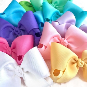 Pick Color-Girls XL 5 inch Hair Bows, Hair Bows, Back To School Bow, Southern Style Solid Ribbon Bows, Girls Bow, Hair Clip, Bows for Girls