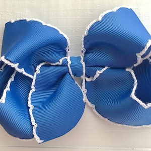 Royal Blue Moonstitch Hair Bow, Hair Bows, Back to School Bow, School Uniform Bow, Girls Bow, Royal Blue Hair Clip, Baby Bow, Bows for Girls