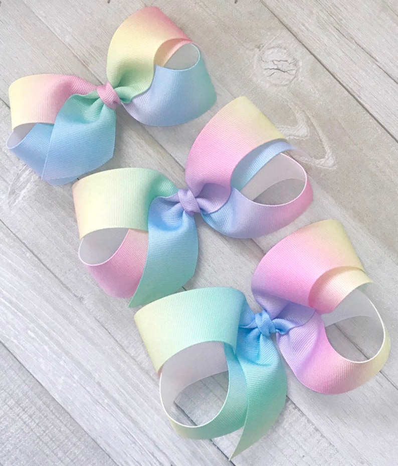Pastel Rainbow Hair Bow Hair Bows Pastel Ombre Rainbow Bow Etsy