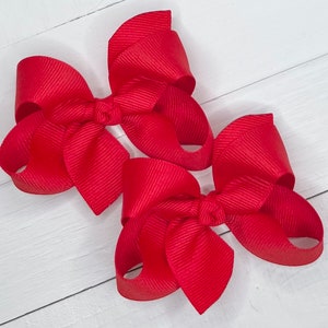 Small Red Hair Bow, Hair Bows, Back to School Bow, Baby Bow, Pigtail Bows, Girls Bow, Toddler Bow, Hair Clip or Headband, Bows for Girls