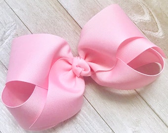 Light Pink Hair Bow, Extra Large Bow, Hair Bows, Big Bows For Girls, Girls Boutique Bow, Toddler Bow, XL 5-6 inch Bows, No Slip Hair Clip