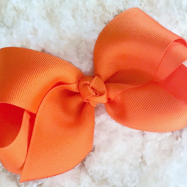 Orange Hair Bow, Hair Bows, Big Bows for Girls, Girls Boutique Bow, Baby Bow Headband, Toddler Pre-School Bow, Fall Bow, No Slip Hair Clip