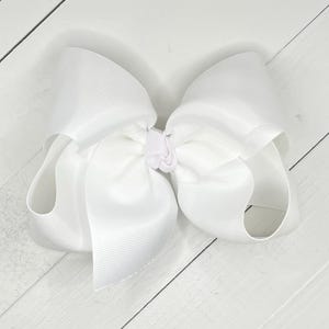 XL White Hair Bow, Hair Bows, Back To School Uniform Bow, Big Southern Style Bows, 5 inch-6 inch Bow, Girls Bow, Hair Clips, Bows for Girls