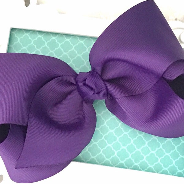 Purple Hair Bow, Extra Large Bow, Hair Bows, XL Bows for Girls, Girls Bow, School Bow, Big 5-6 inch Toddler Bow, No Slip Hair Clip Barrette
