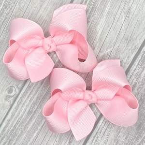 Small Light Pink Hair Bow, Hair Bows, Back to School Bow, Girls Bow, Baby Bow Headband, Toddler Pigtail Set, Pink Hair Clips, Bows for Girls