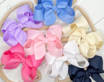 Pick-Baby Bow Headband, Baby Headbands, Nylon Headband Bows, Newborn Headband, Baby Shower Gift, Small Baby Hair Bows, Baby Girls Gift Set