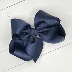 XL Navy Blue Hair Bow, Hair Bows, Back To School Uniform Bow, Big Southern Style Bows, Girls Bow, Hair Clip, Bows for Girls, 5 inch 6 inch